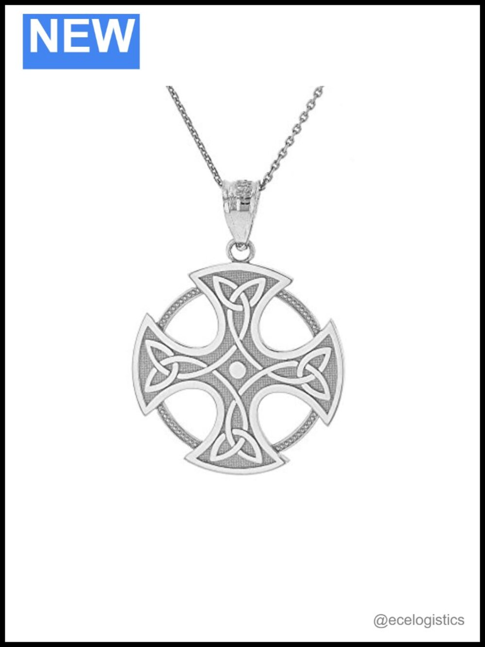 925 Sterling Silver Celtic Trinity Knot Cross Pendant Necklace